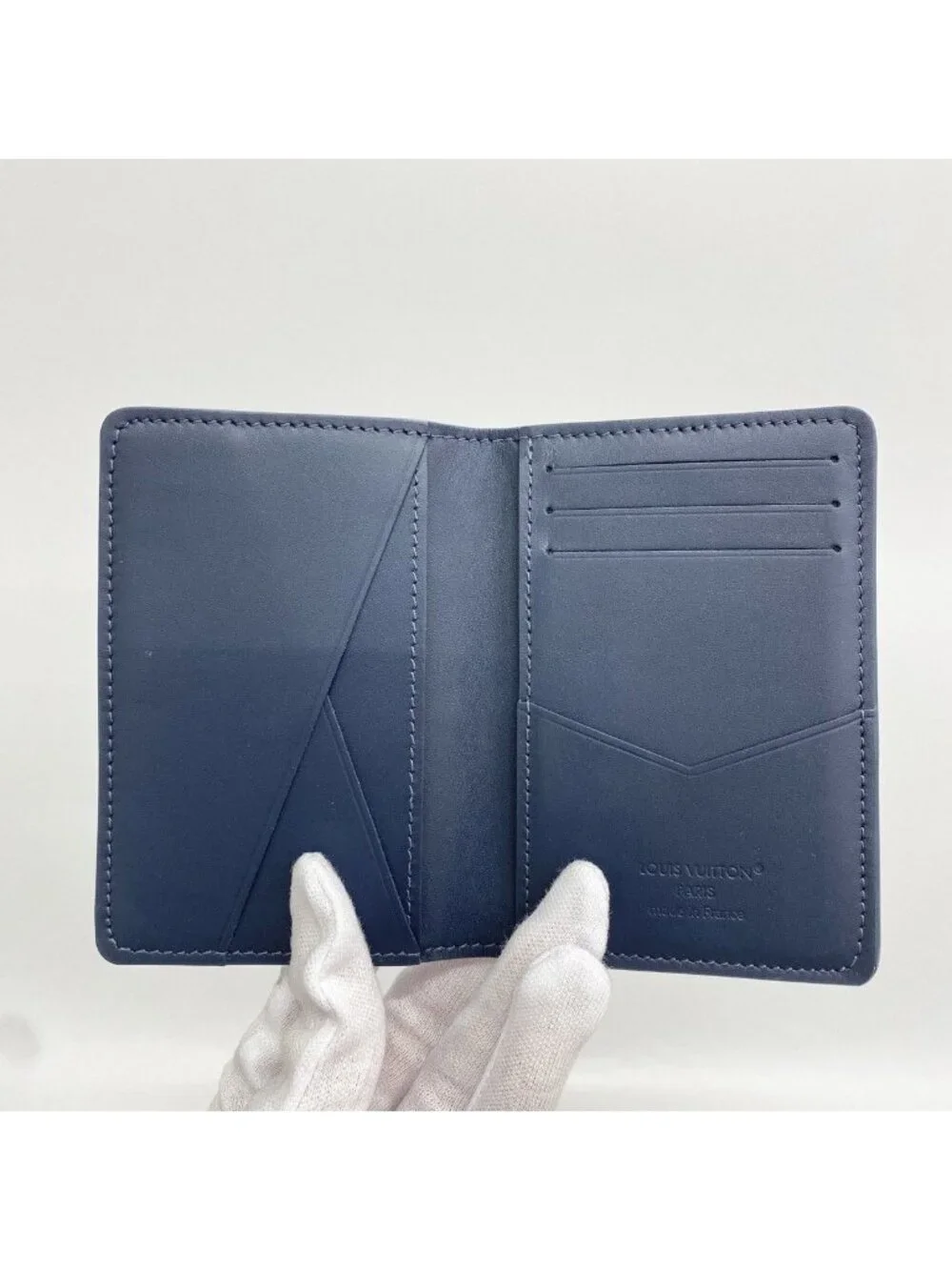 Louis Vuitton Card Case Monogram Shadow Organizer de Poche Blue Marine